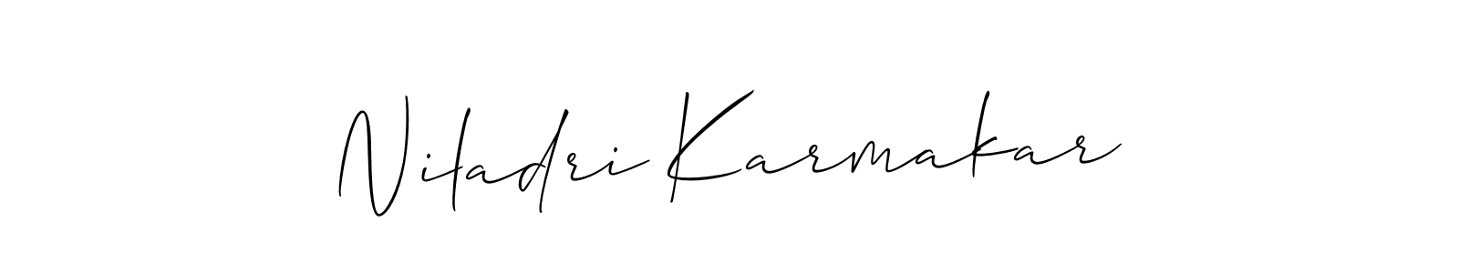 How to make Niladri Karmakar signature? Allison_Script is a professional autograph style. Create handwritten signature for Niladri Karmakar name. Niladri Karmakar signature style 2 images and pictures png