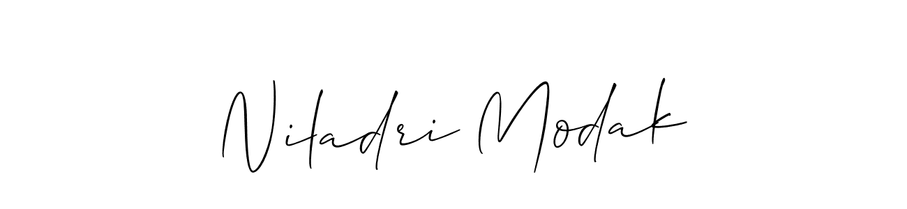 How to make Niladri Modak name signature. Use Allison_Script style for creating short signs online. This is the latest handwritten sign. Niladri Modak signature style 2 images and pictures png