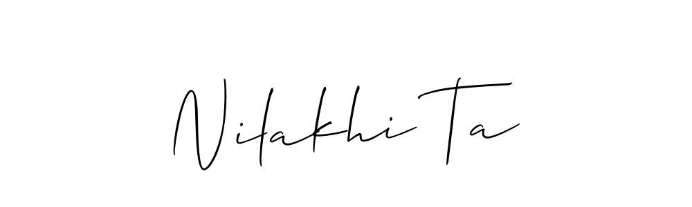 Also You can easily find your signature by using the search form. We will create Nilakhi Ta name handwritten signature images for you free of cost using Allison_Script sign style. Nilakhi Ta signature style 2 images and pictures png