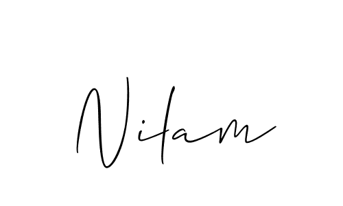 Design your own signature with our free online signature maker. With this signature software, you can create a handwritten (Allison_Script) signature for name Nilam. Nilam signature style 2 images and pictures png