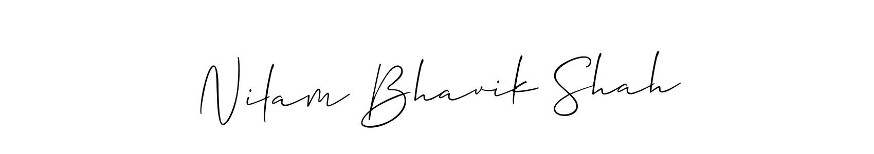 Allison_Script is a professional signature style that is perfect for those who want to add a touch of class to their signature. It is also a great choice for those who want to make their signature more unique. Get Nilam Bhavik Shah name to fancy signature for free. Nilam Bhavik Shah signature style 2 images and pictures png