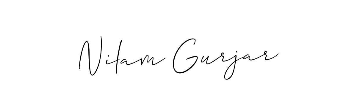 It looks lik you need a new signature style for name Nilam Gurjar. Design unique handwritten (Allison_Script) signature with our free signature maker in just a few clicks. Nilam Gurjar signature style 2 images and pictures png