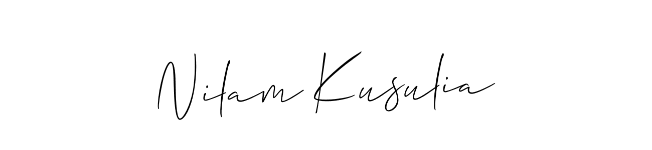 How to make Nilam Kusulia signature? Allison_Script is a professional autograph style. Create handwritten signature for Nilam Kusulia name. Nilam Kusulia signature style 2 images and pictures png