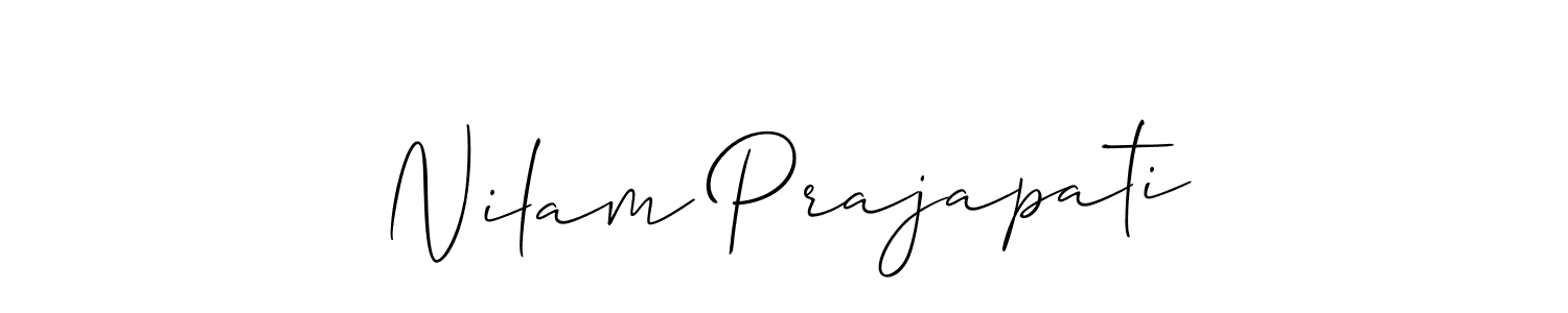 This is the best signature style for the Nilam Prajapati name. Also you like these signature font (Allison_Script). Mix name signature. Nilam Prajapati signature style 2 images and pictures png