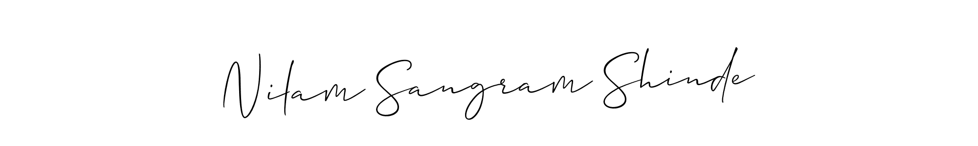 Make a beautiful signature design for name Nilam Sangram Shinde. With this signature (Allison_Script) style, you can create a handwritten signature for free. Nilam Sangram Shinde signature style 2 images and pictures png