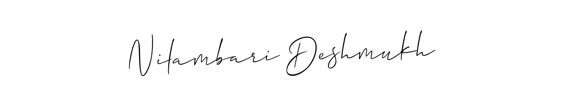 The best way (Allison_Script) to make a short signature is to pick only two or three words in your name. The name Nilambari Deshmukh include a total of six letters. For converting this name. Nilambari Deshmukh signature style 2 images and pictures png