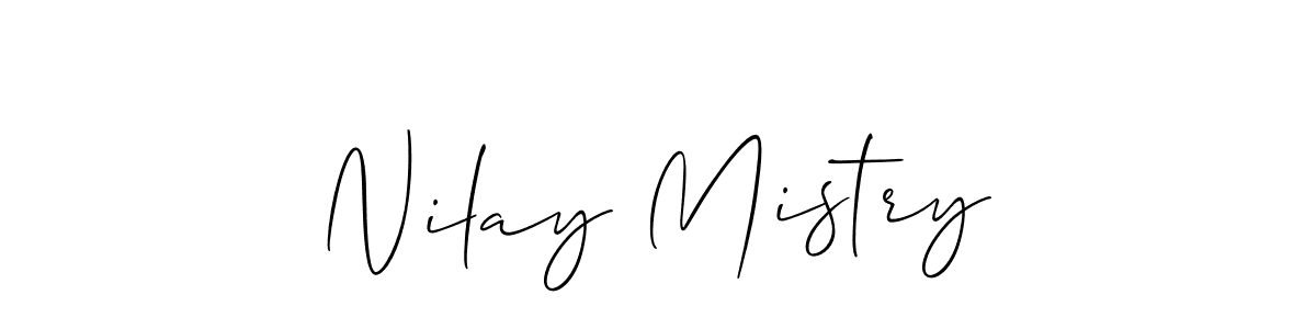 Make a short Nilay Mistry signature style. Manage your documents anywhere anytime using Allison_Script. Create and add eSignatures, submit forms, share and send files easily. Nilay Mistry signature style 2 images and pictures png