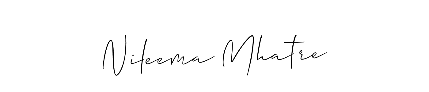 It looks lik you need a new signature style for name Nileema Mhatre. Design unique handwritten (Allison_Script) signature with our free signature maker in just a few clicks. Nileema Mhatre signature style 2 images and pictures png