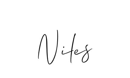 Design your own signature with our free online signature maker. With this signature software, you can create a handwritten (Allison_Script) signature for name Niles. Niles signature style 2 images and pictures png