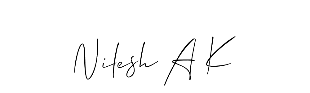 How to make Nilesh A K name signature. Use Allison_Script style for creating short signs online. This is the latest handwritten sign. Nilesh A K signature style 2 images and pictures png