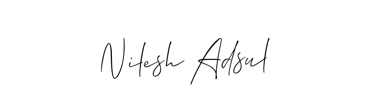 if you are searching for the best signature style for your name Nilesh Adsul. so please give up your signature search. here we have designed multiple signature styles  using Allison_Script. Nilesh Adsul signature style 2 images and pictures png