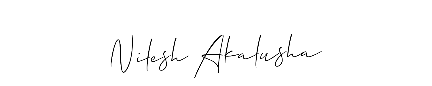 if you are searching for the best signature style for your name Nilesh Akalusha. so please give up your signature search. here we have designed multiple signature styles  using Allison_Script. Nilesh Akalusha signature style 2 images and pictures png