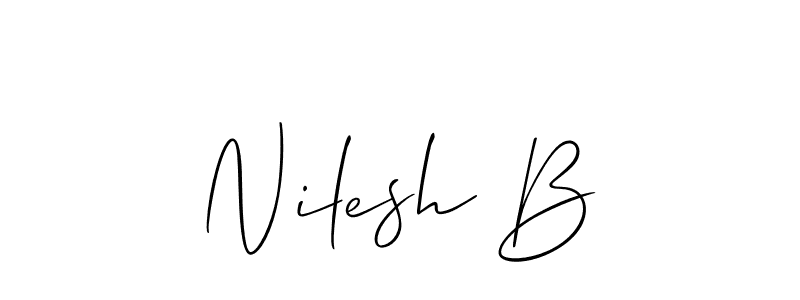 Also You can easily find your signature by using the search form. We will create Nilesh B name handwritten signature images for you free of cost using Allison_Script sign style. Nilesh B signature style 2 images and pictures png