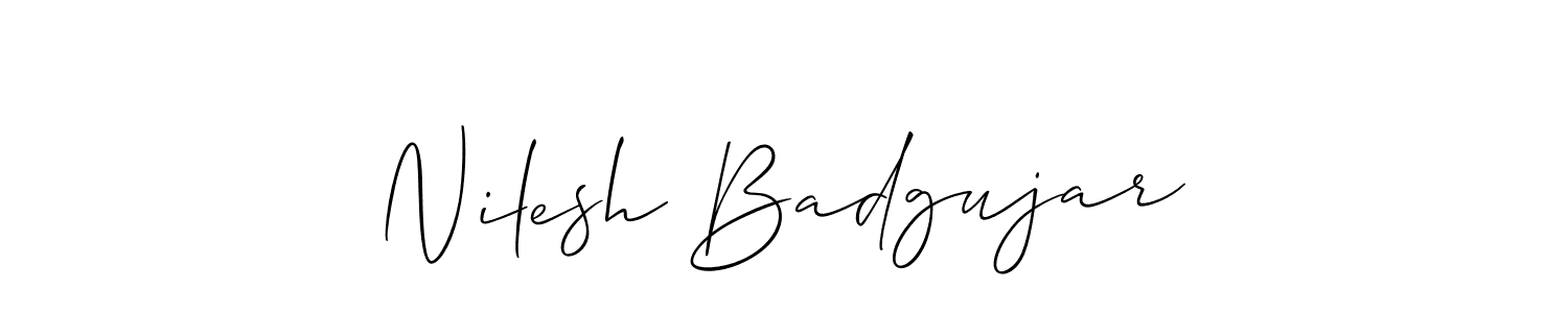 How to make Nilesh Badgujar name signature. Use Allison_Script style for creating short signs online. This is the latest handwritten sign. Nilesh Badgujar signature style 2 images and pictures png