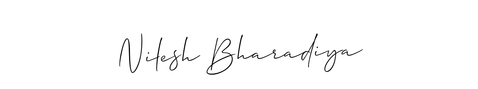 Also You can easily find your signature by using the search form. We will create Nilesh Bharadiya name handwritten signature images for you free of cost using Allison_Script sign style. Nilesh Bharadiya signature style 2 images and pictures png