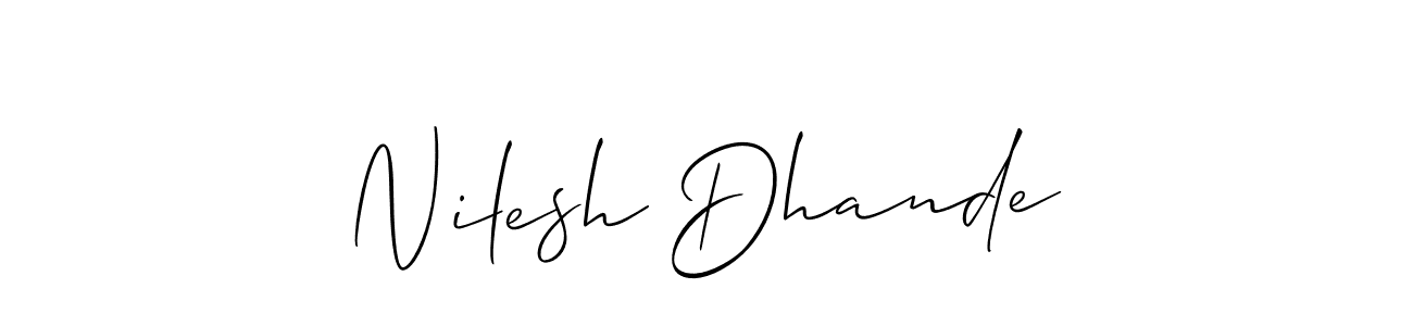 Use a signature maker to create a handwritten signature online. With this signature software, you can design (Allison_Script) your own signature for name Nilesh Dhande. Nilesh Dhande signature style 2 images and pictures png