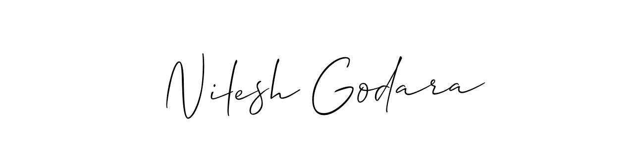The best way (Allison_Script) to make a short signature is to pick only two or three words in your name. The name Nilesh Godara include a total of six letters. For converting this name. Nilesh Godara signature style 2 images and pictures png