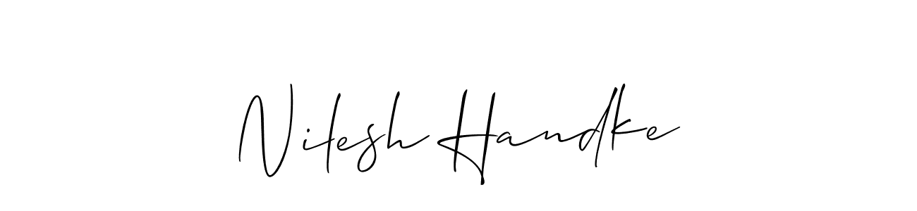 This is the best signature style for the Nilesh Handke name. Also you like these signature font (Allison_Script). Mix name signature. Nilesh Handke signature style 2 images and pictures png