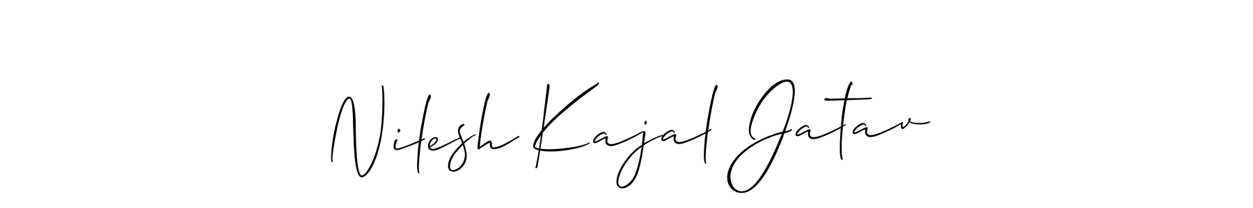 You should practise on your own different ways (Allison_Script) to write your name (Nilesh Kajal Jatav) in signature. don't let someone else do it for you. Nilesh Kajal Jatav signature style 2 images and pictures png