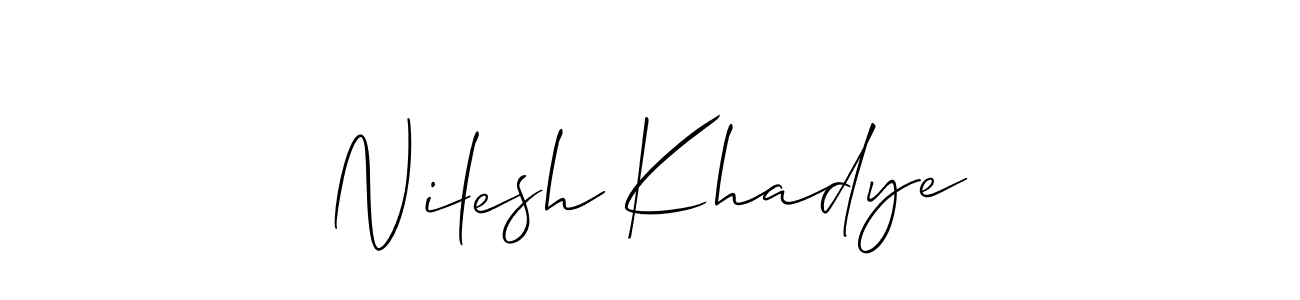 It looks lik you need a new signature style for name Nilesh Khadye. Design unique handwritten (Allison_Script) signature with our free signature maker in just a few clicks. Nilesh Khadye signature style 2 images and pictures png