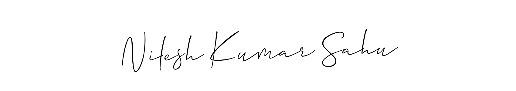 How to make Nilesh Kumar Sahu name signature. Use Allison_Script style for creating short signs online. This is the latest handwritten sign. Nilesh Kumar Sahu signature style 2 images and pictures png