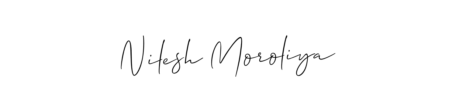 You should practise on your own different ways (Allison_Script) to write your name (Nilesh Moroliya) in signature. don't let someone else do it for you. Nilesh Moroliya signature style 2 images and pictures png