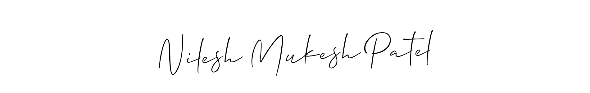 This is the best signature style for the Nilesh Mukesh Patel name. Also you like these signature font (Allison_Script). Mix name signature. Nilesh Mukesh Patel signature style 2 images and pictures png