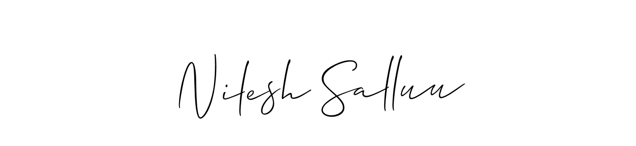 This is the best signature style for the Nilesh Salluu name. Also you like these signature font (Allison_Script). Mix name signature. Nilesh Salluu signature style 2 images and pictures png