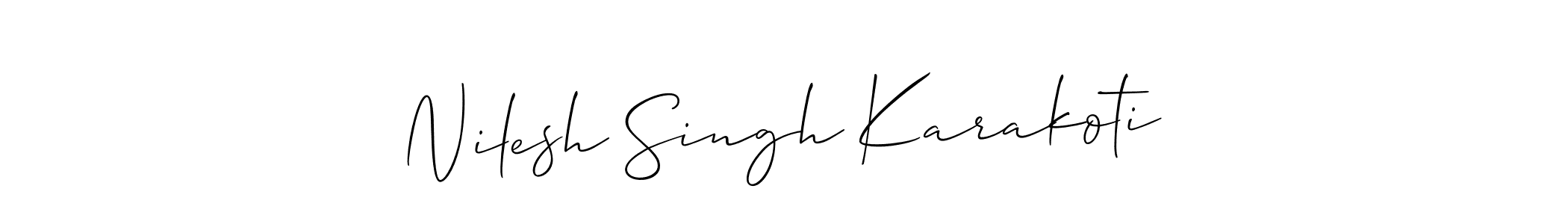 Make a short Nilesh Singh Karakoti signature style. Manage your documents anywhere anytime using Allison_Script. Create and add eSignatures, submit forms, share and send files easily. Nilesh Singh Karakoti signature style 2 images and pictures png