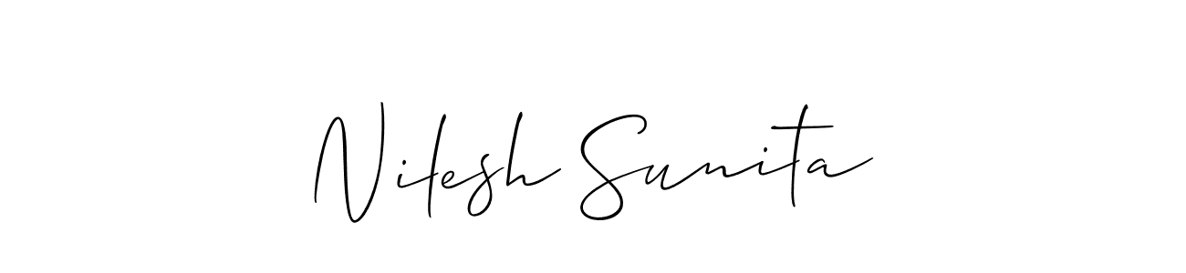 This is the best signature style for the Nilesh Sunita name. Also you like these signature font (Allison_Script). Mix name signature. Nilesh Sunita signature style 2 images and pictures png