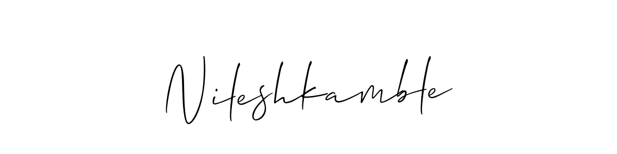 The best way (Allison_Script) to make a short signature is to pick only two or three words in your name. The name Nileshkamble include a total of six letters. For converting this name. Nileshkamble signature style 2 images and pictures png