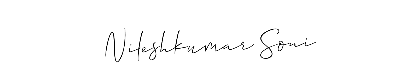 Nileshkumar Soni stylish signature style. Best Handwritten Sign (Allison_Script) for my name. Handwritten Signature Collection Ideas for my name Nileshkumar Soni. Nileshkumar Soni signature style 2 images and pictures png