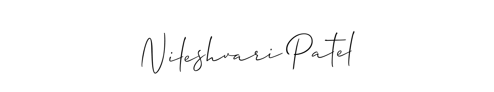 How to make Nileshvari Patel name signature. Use Allison_Script style for creating short signs online. This is the latest handwritten sign. Nileshvari Patel signature style 2 images and pictures png