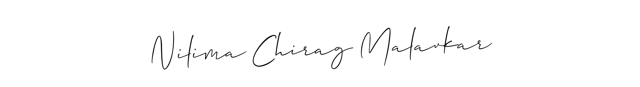 Create a beautiful signature design for name Nilima Chirag Malavkar. With this signature (Allison_Script) fonts, you can make a handwritten signature for free. Nilima Chirag Malavkar signature style 2 images and pictures png