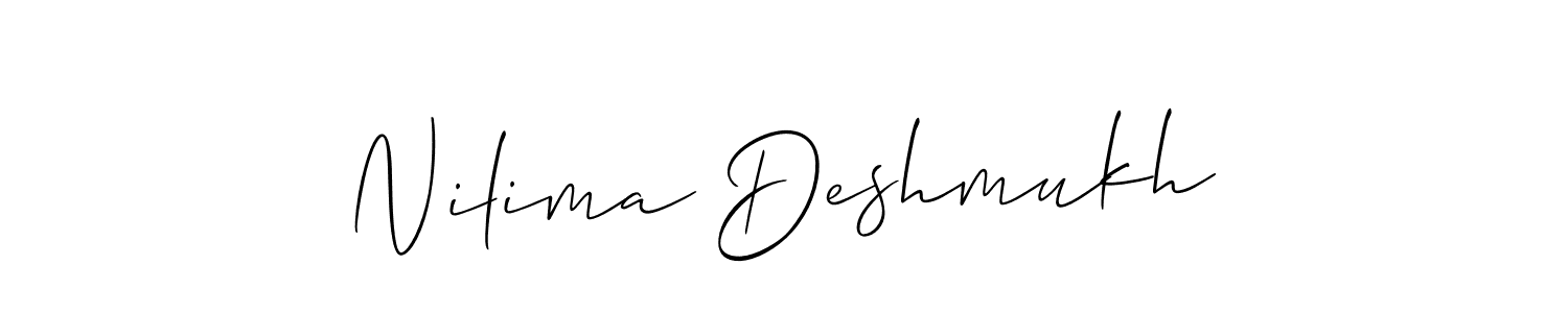 The best way (Allison_Script) to make a short signature is to pick only two or three words in your name. The name Nilima Deshmukh include a total of six letters. For converting this name. Nilima Deshmukh signature style 2 images and pictures png