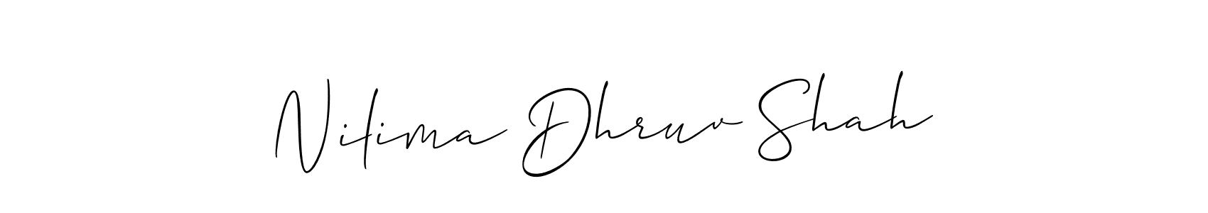 The best way (Allison_Script) to make a short signature is to pick only two or three words in your name. The name Nilima Dhruv Shah include a total of six letters. For converting this name. Nilima Dhruv Shah signature style 2 images and pictures png