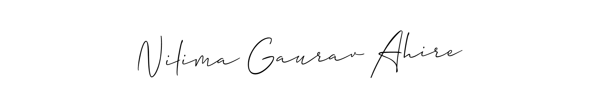 You should practise on your own different ways (Allison_Script) to write your name (Nilima Gaurav Ahire) in signature. don't let someone else do it for you. Nilima Gaurav Ahire signature style 2 images and pictures png