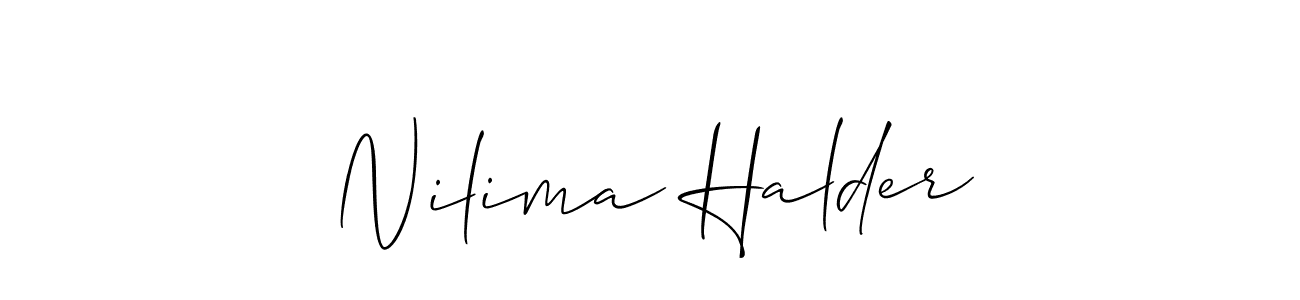 Allison_Script is a professional signature style that is perfect for those who want to add a touch of class to their signature. It is also a great choice for those who want to make their signature more unique. Get Nilima Halder name to fancy signature for free. Nilima Halder signature style 2 images and pictures png