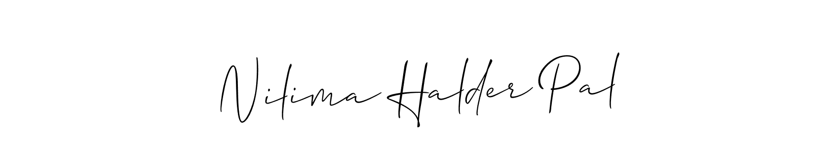 This is the best signature style for the Nilima Halder Pal name. Also you like these signature font (Allison_Script). Mix name signature. Nilima Halder Pal signature style 2 images and pictures png