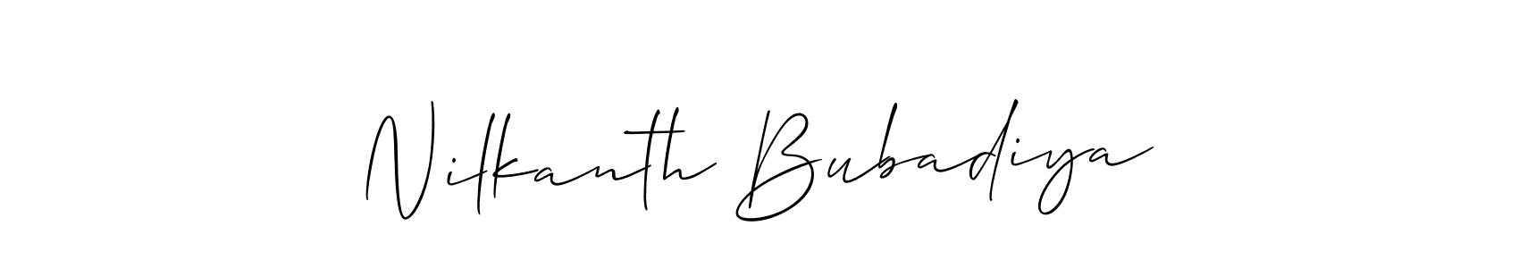 Create a beautiful signature design for name Nilkanth Bubadiya. With this signature (Allison_Script) fonts, you can make a handwritten signature for free. Nilkanth Bubadiya signature style 2 images and pictures png