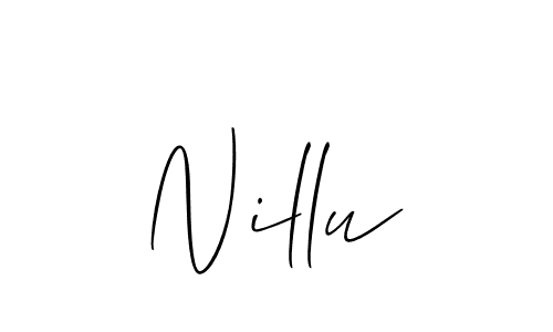 Create a beautiful signature design for name Nillu. With this signature (Allison_Script) fonts, you can make a handwritten signature for free. Nillu signature style 2 images and pictures png