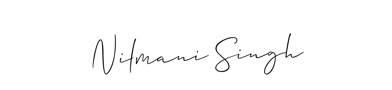 The best way (Allison_Script) to make a short signature is to pick only two or three words in your name. The name Nilmani Singh include a total of six letters. For converting this name. Nilmani Singh signature style 2 images and pictures png