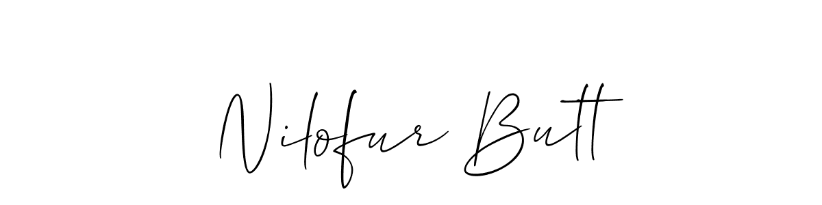The best way (Allison_Script) to make a short signature is to pick only two or three words in your name. The name Nilofur Butt include a total of six letters. For converting this name. Nilofur Butt signature style 2 images and pictures png