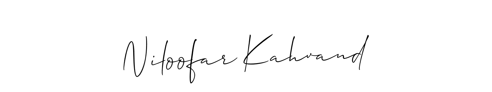 Create a beautiful signature design for name Niloofar Kahvand. With this signature (Allison_Script) fonts, you can make a handwritten signature for free. Niloofar Kahvand signature style 2 images and pictures png