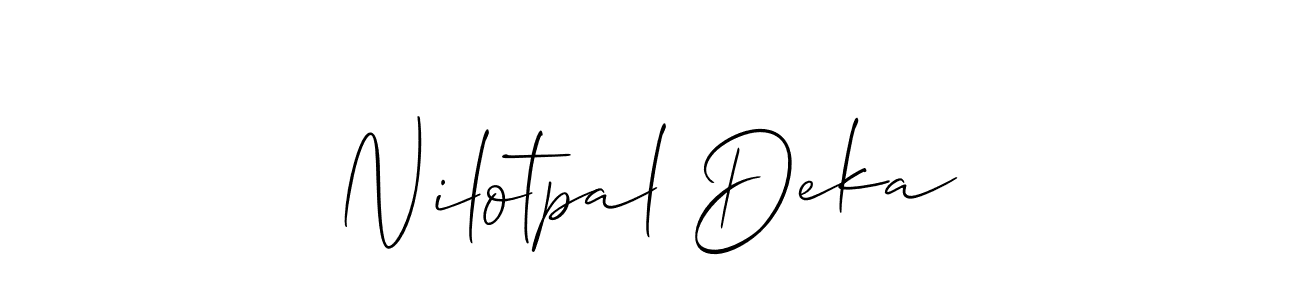 How to make Nilotpal Deka name signature. Use Allison_Script style for creating short signs online. This is the latest handwritten sign. Nilotpal Deka signature style 2 images and pictures png