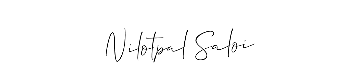 Allison_Script is a professional signature style that is perfect for those who want to add a touch of class to their signature. It is also a great choice for those who want to make their signature more unique. Get Nilotpal Saloi name to fancy signature for free. Nilotpal Saloi signature style 2 images and pictures png