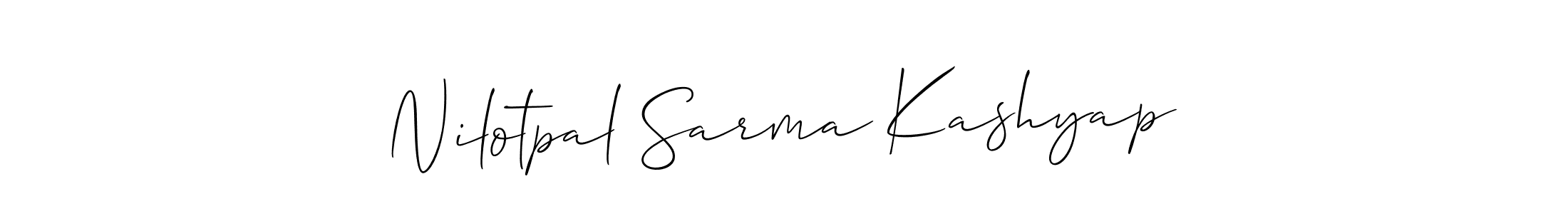 How to make Nilotpal Sarma Kashyap name signature. Use Allison_Script style for creating short signs online. This is the latest handwritten sign. Nilotpal Sarma Kashyap signature style 2 images and pictures png