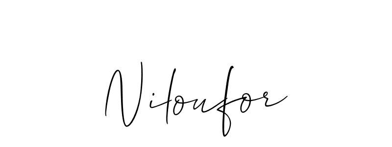 Also You can easily find your signature by using the search form. We will create Niloufor name handwritten signature images for you free of cost using Allison_Script sign style. Niloufor signature style 2 images and pictures png