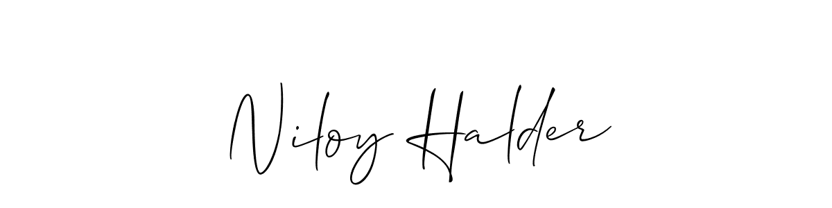 Create a beautiful signature design for name Niloy Halder. With this signature (Allison_Script) fonts, you can make a handwritten signature for free. Niloy Halder signature style 2 images and pictures png