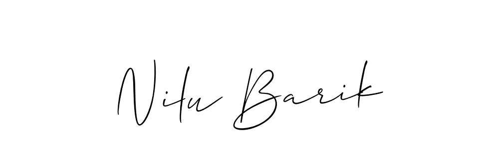 Allison_Script is a professional signature style that is perfect for those who want to add a touch of class to their signature. It is also a great choice for those who want to make their signature more unique. Get Nilu Barik name to fancy signature for free. Nilu Barik signature style 2 images and pictures png